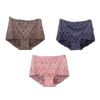 3 Pcs Lace Sexy Bikini Panties Daisy Mesh Underwear Plus Size Boyshorts Panties for Women Pack,Purplish Grey Khaki Pink