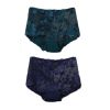 2 Pcs Flower Mesh Women Lace Sexy Bikini Panties Plus Size Boyshorts Panties Underwear,Green Blue