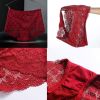 3 Pcs Lace Sexy Bikini Panties Daisy Mesh Underwear Plus Size Boyshorts Panties for Women Pack,Purplish Grey Khaki Pink