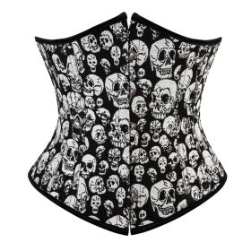 SEXY Gothic Underbust Corset and Waist cincher Bustiers Top Workout Shape Body Belt Plus size Lingerie S-6XL (Color: 7341skull, size: 4XL)