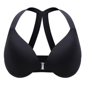 Plus Size Front Closure Bras For Women; Comfortable T-Shirt Bra; Sexy Racer Back Design; Ultra Soft And Lightweight; Women's Lingerie; Underwire (Color: Black, size: 40DDD(90F))