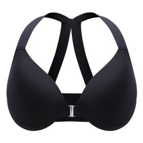 Plus Size Front Closure Bras For Women; Comfortable T-Shirt Bra; Sexy Racer Back Design; Ultra Soft And Lightweight; Women's Lingerie; Underwire (Color: Black, size: 42DD(95E))