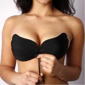 Large Size Strapless Bra Adhesive Sticky Push Up Bras For Women Rabbit Brassiere Lingerie Invisible Women Hot (Color: Black, size: A)