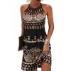 Summer 2023 Women's Elegant Round Neck Vintage Cutout Neck Sleeveless Halter Print Dress Hollow Out Floral Sexy Party Dress New