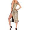 Women's V-Neck Sexy Backless Snake Print Dresses Slit Spaghetti Straps Bodycon Dress for Club Party Prom